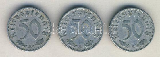 Német 3. Birodalom 1939A-1940A 50pf (3x) Al T:2-,3