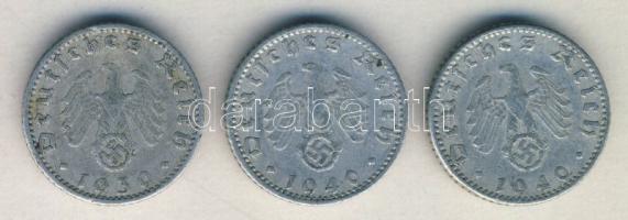 Német 3. Birodalom 1939A-1940A 50pf (3x) Al T:2-,3