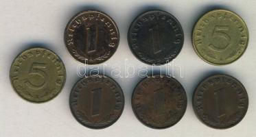 Német 3. Birodalom 1937A-1938A 1pf (2x) + 1939D-1939F 1pf (3x) +  1938A-1938F 5pf (2x) T:2+,2,3