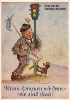 Színes német reklámlap, sör, kutya, humor motívum T2/3