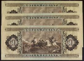 1986. 50Ft (3x) egymás utáni sorszámmal T:I- (hajtva,de törve nincs)