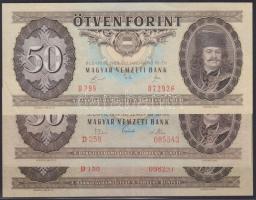 1965. 50Ft + 1969. 50Ft + 1989. 50Ft T:II,II+,I-(saroktörés)