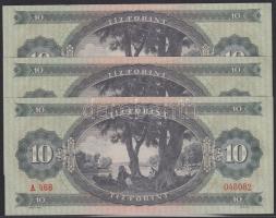 1960. 10Ft (3x) egymás utáni sorszámmal T:II+ (egyszer hajtva, törve nem)