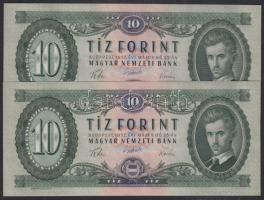 1957. 10Ft (2x)egymás utáni sorszámmal T:II++(egyszer hajtva, törve nem)