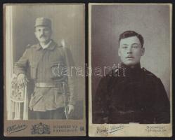 cca 1880 2 db katonákat ábrázoló keményhátú fotó / vintage photos about soldiers 7x9 cm