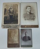 cca 1880 4 db katonákat ábrázoló keményhátú fotó.  / vintage photos about soldiers 7x9 cm és 10x17 cm