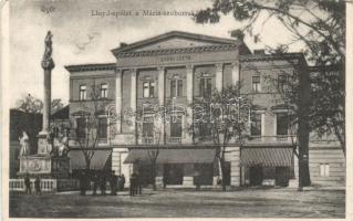 Győr Lloyd-épület a Mária-szoborral (Rb)