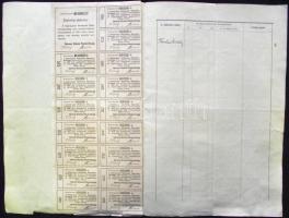 1910. "Debreczeni Hitelbank Részvénytársaság" részvénye 200K-ról, szelvényekkel