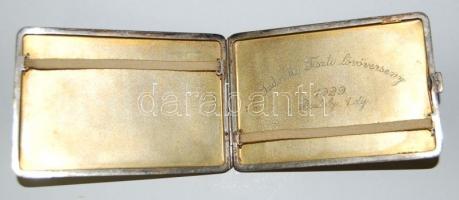1929 Ludovika Tiszti Lövőverseny Pisztoly 1. díj gravírozású fém cigarettatárca / Ludovica military ...