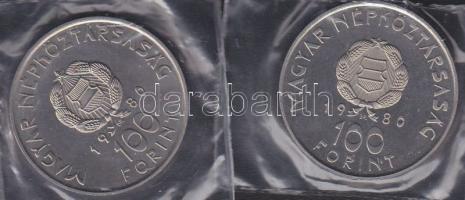 1980. 100Ft "Szovjet-magyar közös űrrepülés" (2x) T:BU,PP