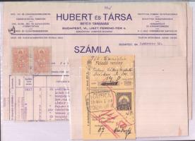 1930-as évek 3 klf számla, közte szép vízjeles papírral + "HARKA" postai feladóvevény