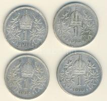 Ausztria 1912-1915. 1K Ag (4x) klf évszámmal! T:2,3