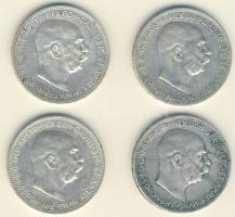 Ausztria 1912-1915. 1K Ag (4x) klf évszámmal! T:2,3