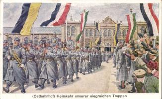 Military WWI Viribus Unitis propaganda, homecoming soldiers (EB)