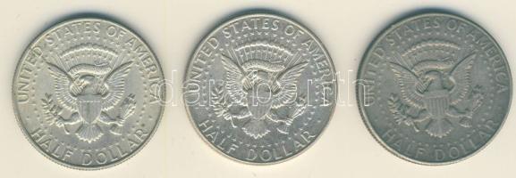 USA 1964-1967. 1/2$ (3x) Ag "Kennedy" T:2,3
