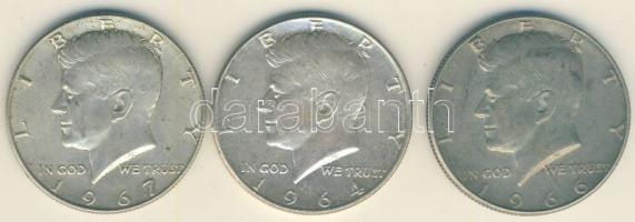 USA 1964-1967. 1/2$ (3x) Ag "Kennedy" T:2,3