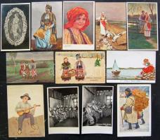 97 db népviselet főleg háború előtti képeslap / 97 folklor postcards, mostly pre-war