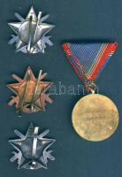 DN "Honvédelmi Érdemérem-20 éves" kitüntetés, szalaggal + 3db "KHT" és "KTP...