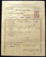 1912 Marhalevél "LIEBLING" "TEMES VÁRMEGYE"