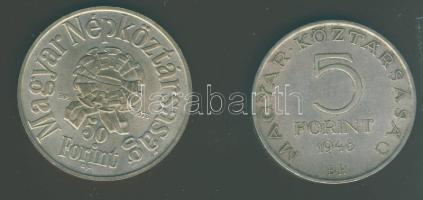 1948. 5Ft Ag "Petőfi" + 1973. 50Ft Ag "Petőfi" T:2-,BU