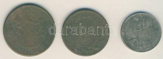 Románia 1912. 1L Ag + 1945. 500L I. Mihály + 1947. 10.000L T:3+,3