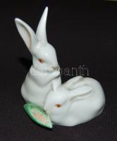 Kézzel festett Herendi porcelán nyulak 9 cm / Handpainted Herendi chinaware figure 9 cm