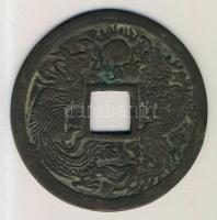 Kína 1505-1521. Cheng-Te/Tung-Pao karmikus "Főnix-Sárkány-Lángoló nap" érem (d=104mm) T:2