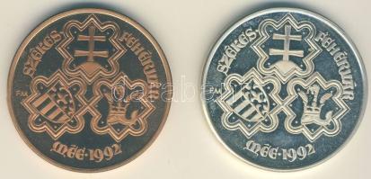 1992. MÉE-Székesfehérvár-Nagy Lajos Ag és Br emlékérem pár T:PP,BU