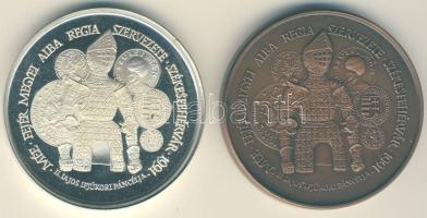 1991. "MÉE Székesfehérvár-II.Ulászló-II.Lajos" Ag 35,91g és Br emlékérem pár T:PP,BU