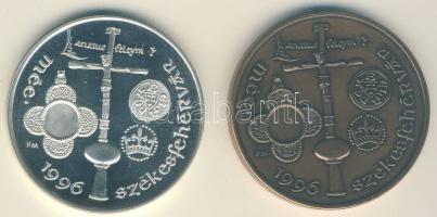 1996. "MÉE Székesfehérvár-III.Béla" Ag 36,83g és Br emlékérem pár T:PP,BU