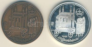 1995. "MÉE Székesfehérvár-Szent István" Ag 35,85g és Br emlékérem pár T:PP,BU