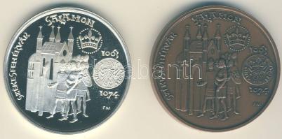 1999. "MÉE Székesfehérvár-Salamon király-I.Géza" Ag 36,43g és Br emlékérem pár T:PP,BU