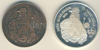 1992. "MÉE Székesfehérvár-II.(Vak) Béla-Fehérvári Johanniták pecsétje" Ag 35,91g és Br emlékérem pár T:PP,BU