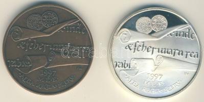 1997. "MÉE Székesfehérvár-I.András-I.Béla" Ag 36,22g és Br emlékérem pár T:PP,BU