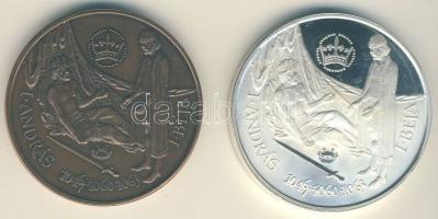 1997. "MÉE Székesfehérvár-I.András-I.Béla" Ag 36,22g és Br emlékérem pár T:PP,BU
