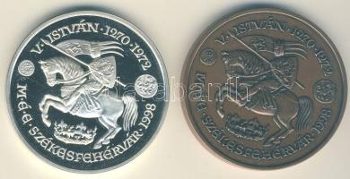 1998. "MÉE Székesfehérvár-V.István-IV. (Kun) László" Ag 36,07g és Br emlékérem pár T:PP,BU