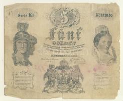 Ausztria 1847. 5G hamisítvány , hátlapon piros számozás "205 Explr v Nr...", aláírással, R! T:III szakadással