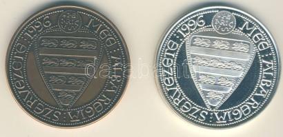 1996. "MÉE Alba Regia-Imre király-III.László" Ag 36,91g és Br emlékérem pár T:PP,BU