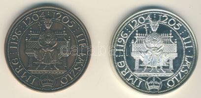 1996. "MÉE Alba Regia-Imre király-III.László" Ag 36,91g és Br emlékérem pár T:PP,BU