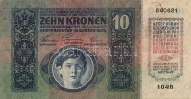 1913. 20K II.kiadás felülbélyegzés nélkül T:III kis papírkiszakadás + 1915. 10K piros "Magyaror...