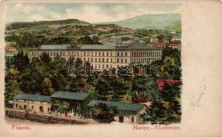 Fiume Marine Academy and railway station litho (cut)