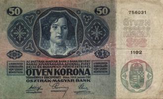 1912. 100K főtípus felülbélyegzés nélkül (3x) + 1914. 50K függőleges "Deutschösterreich" felülbélyegzéssel T:III+,III