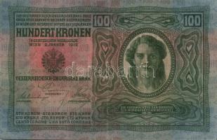 1912. 100K főtípus felülbélyegzés nélkül (3x) + 1914. 50K függőleges "Deutschösterreich" f...