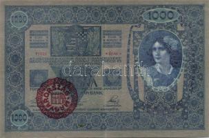 1902. 1000K "Magyarország" piros körlebélyegzéssel (hamis?) T:III-