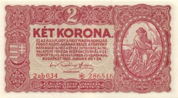 1920. 2K "2aa" (3x) kettő egymás utáni sorszámmal + 2K "2ab" csillaggal (4x) kettő egymás utáni sorszámmal T:I,II+,II kétféle színváltozat!