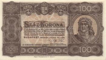 1923. 100K (2x) egyik kissé felfelé tolódott nyomattal T:I,II