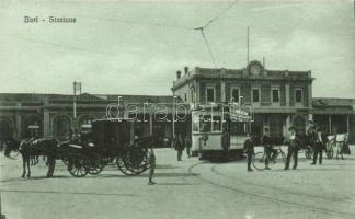 Bari railway station with tram