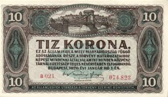 1920. 10K (2x) egymás utáni sorszámmal T:I