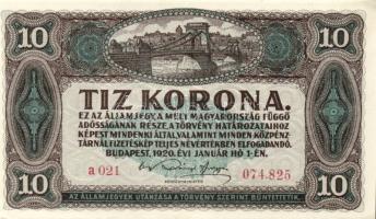 1920. 10K (2x) egymás utáni sorszámmal T:I