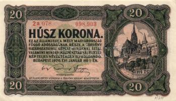 1920. 20K (2x) sorszám között pont T:I-,II